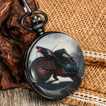 Vintage Black Printed Motorcycle Pattern Quartz Pocket Watch Retro Pendant Accessory Pocket Antique Men Watch 30 cm Fob Chain 2024 - buy cheap