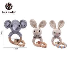 Let's Make 1PC Customizable Name Baby Toys Wooden Rattle Crochet Animals Baby Teether Wooden Toys Baby Gift Elephant Rabbit 2024 - buy cheap