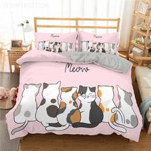 Cat Cute Cartoon Duvet Cover Set Pink Bedspread Pillowcases 2/3 pcs Bedding Set Single Double Queen King Size No Bed sheet 2024 - buy cheap