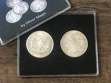 Morgan Dollar Shell and Coin Set (4 Coins 1 Shell) by Oliver Magic Close Up Magia Gimmick Prop Magic Tricks Coin Appearing Magie 2024 - buy cheap