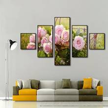 Cuadro de flores de estilo minimalista nórdico, pintura artística pequeña y fresca, para colgar en la pared del fondo de la sala de estar, sin marco, 5 y 4 piezas 2024 - compra barato