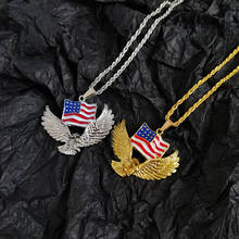 New Hot Punk Animal Eagle Pendant Necklace for Men Male American Flag Stainless Steel Chains Gothic Party Jewelry 2024 - buy cheap