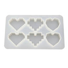 Molde de silicona para decoración de corazón, accesorios para colgante de joyería, hecho a mano, resina epoxi, cabujón, molde de píxel, artesanía 2024 - compra barato