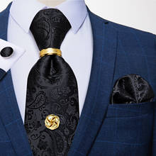 Silk Jacquard Ties For Men 8cm Black Paisley Flroal Necktie Pocket Square Cufflinks Set Tie Tack Gift For Men Gravatas DiBanGu 2024 - buy cheap