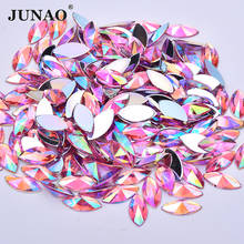 JUNAO 5*10mm 7*15mm Pink AB Horse Eye Rhinestone Applique Flat Back Acrylic Crystal Stone Non Sewn Strass Diamond for Crafts 2024 - buy cheap