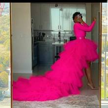 Faldas plisadas de tul para mujer, faldas largas escalonadas, a la moda, color rosa 2024 - compra barato