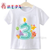 Детские футболки с мультяшным принтом «номер 3» на день рождения, футболка для мальчиков и девочек «Я 3», забавный подарок, футболка для малышей 3 лет, детские топы 2024 - купить недорого