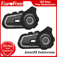 Гарнитура для мотоциклетного шлема EuroFone 2 шт. S2 универсальная связь Bluetooth 5,1 1000 м переговорное устройство для водителей разговор FM-радио 2024 - купить недорого