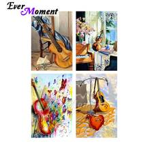 Ever Moment-pintura con diamantes, decoración moderna, arte, violín, guitarra, bordado con diamantes cuadrados completos, Kit de punto de cruz, ASF2090 2024 - compra barato