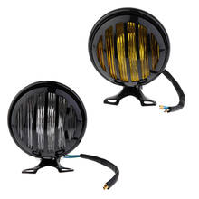 2x6 polegada Motocicleta Retro LED Barbatanas Grill Cabeça de Substituição Da Lâmpada Do Farol para Harley Bobber Cafe Racer Cruiser-âmbar + Limpar 2024 - compre barato