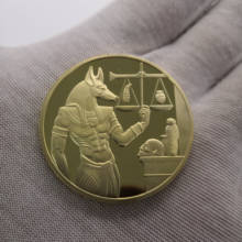 Moneda de Anubis Protector de la muerte de Egipto chapado en oro, dios de la muerte egipcio, monedas conmemorativas, regalo de colección 2024 - compra barato