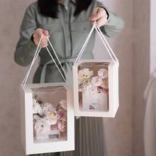 3pcs Square Flower Transparent Storage Boxes Paper Flower Packing Boxes Handy Bucket Holders Florist Gift Wedding Party Bag 2024 - buy cheap