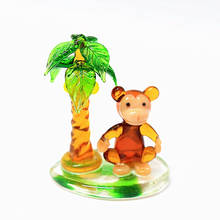 Miniature Glass Monkey Art Figurine with Coconut Tree Ornament Cute Gifts for Kids Hawaiian Style Home Desktop Decor Accessories 2024 - buy cheap