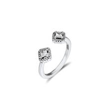 Anel de prata esterlina 925 brilhante, joias quadradas brilhantes com anéis de prata esterlina 925 para mulheres, joias de natal 2024 - compre barato