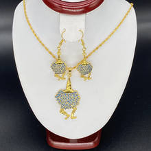 Conjuntos de joias etíopes femininas, com flamingo dourado, brincos coloridos, presente, pássaros africanos, frança, árabe, dubai, cor preta 2024 - compre barato