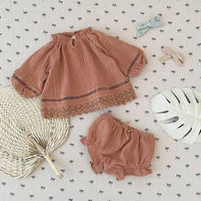 Ropa de otoño para niña recién nacida, Camiseta con volantes, pantalones cortos, conjunto de trajes 2024 - compra barato