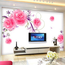 Large Pink Flower Vine Butterfly Sofa TV Wall Sticker Home Decoration DIY Bedroom Living room Mural art Decals Poster Stickers 2024 - buy cheap
