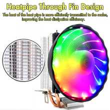 LED RGB CPU Cooler 4pin 2 Copper Heatpipes Quiet Cooler Fan Cooling Heatsink Radiator for Intel Socket LGA 1156/1155/775 for AMD 2024 - buy cheap