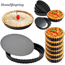 1pc não-vara tart quiche flan pan moldes torta bolo de pizza molde redondo removível fundo solto peneirado assadeira de torta resistente bakeware 2024 - compre barato