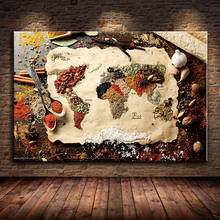 Herbs and Spices for Cooking World Map Oil Painting on Canvas Posters Prints Cuadros Wall Art Pictures For Living Room Unframed 2024 - buy cheap