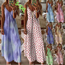 Women Summer Dress Sexy Sleeveless Print Sundresses V-Neck Floral Maxi Dresses Robe Femme Plus Sizes 2024 - buy cheap