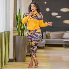 plus size 2 piece set women camouflage print outfits Fall 2020 sweat suits women matching sets Yellow red blue tracksuit 2024 - buy cheap