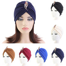 Indian Women Elastic Chemo Cap Turban Hat Muslim Scarf Hat Brooch Bonnet Beanies Hair Loss Head Cover Cancer Stretch Headwear 2024 - buy cheap