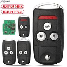 Jingyuqin-llave de coche a Control remoto, llave de coche con 2 botones, hoja sin cortar, plegable, con Chip ID46 PCF7936, para Honda CR-V Jazz HON66, 313,8/433MHZ 2024 - compra barato