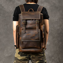 High Capacity Travel Backpack Crazy Horse Leather Bagpacks For Daypack School Bag Big Laptop Backpack 15.6 inch Bagpack 2024 - buy cheap