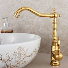Torneira luxuosa de latão e ouro, torneira giratória 360 de pia do banheiro, água quente e fria 2024 - compre barato
