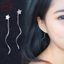 100% 925 Sterling Silver Fashion Little Star Ladies`Long Drop Earrings Female Jewelry Women Birthday Gift Wholesale Cheap 2024 - buy cheap