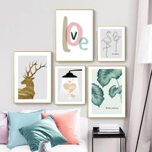 Nordic Abstract Love Posters Prints Wall Art Canvas Painting Plant Line Flamingo Pictures for Living Room Gallery Home Decor 2024 - buy cheap