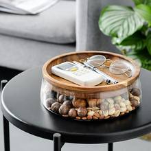 Creative Glass Nuts And Dry Fruits Storage Box Container Double Layer Candy Storage Box With Wooden Lid For Home Kitchen Supply 2024 - buy cheap