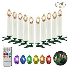 10pcs Christmas Gift Remote Control LED Candle Light Home Christmas Tree Decorative Lights for wedding festivals birthday party 2024 - buy cheap