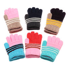 Hot Sale 1 Pair Kids Candy Color Gloves Baby Boys Girls Soft Winter Warm Glove Children Cartoon Lovely Thick Knitting Mittens 2024 - buy cheap
