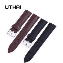 Uthai-pulseira de couro genuíno, 12-24mm, acessório para relógio, alta qualidade, cores marrom 2024 - compre barato