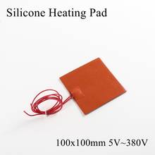 100x100mm 5V 12V 24V 36V 48V 110V 220V 380V Silicone Heating Pad Rubber Heat Mat Heated Bed Plate Flexible Waterproof 3D Printer 2024 - buy cheap