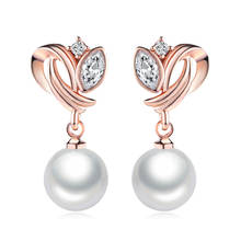 Fashion pearl & AAA zircon diamonds gemstones drop earrings for women rose gold silver color jewelry korean brincos bijoux gifts 2024 - buy cheap