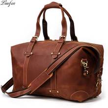 Leather Travel Bag Vintage Leather Male Business Handbag Travel Duffel Big Capacity Luggage bag, Travel bags, Travel duffle, for men, Genuine leather, Crazy Horse Leather 2024 - buy cheap