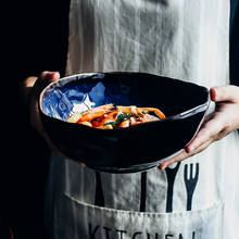 Европейская нестандартная искусственная фарфоровая темно-синяя глазурованная десертная миска для лапши креативная посуда, посуда для стейка, посуда 2024 - купить недорого
