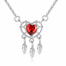 Collar con colgante romántico en forma de corazón para mujer, joyería de cristal rojo para mujer, regalos para el Día de San Valentín 2024 - compra barato