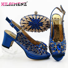 Autumn Special Design Nigerian Women Latest Shoes and Bag Set Christmas Party Shinning Crystal Shoes Matching Bag in Royal Blue 2024 - buy cheap