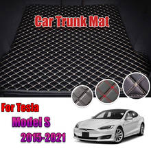 Custom Leather Car Trunk Mats For Tesla Model S 2015-2021 Rear Trunk Floor Mat Tray Carpet Mud 2024 - buy cheap
