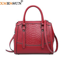XMESSUN Women Genuine Leather Handbags Retro Design Snake Pattern Shoulder Crossbody Bag New Cowhide Shopping Travel Bags 2024 - buy cheap