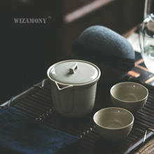 WIZAMONY, пепельно-серый, китайский чайный набор кунг-фу gaiwan Чайник чашки, яркая кружка, чайные наборы, белая керамическая подарочная посуда для питья 2024 - купить недорого