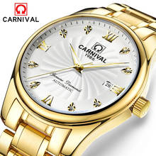 Carnival Brand Fashion Business Watch Man Luxury Gold Automatic Calendar Mechanical Clock Waterproof Luminous Relogio Masculino 2024 - buy cheap