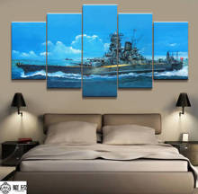 5 Panel Japanese Battleship Yamato War Weapon Poster Printed Painting For Living Room Wall Art Decor Picture Artworks Poster 2024 - buy cheap