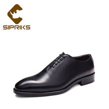 Sipriks-zapatos de vestir de cuero genuino para hombre, calzado Oxford marrón oscuro para Boss Goodyear, trajes formales negros, 2020 2023 - compra barato