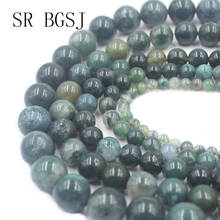 Free Shipping 4 6 8 10 12mm Green Moss Agat Onyx Gems Genuine Natural Round Beads Stone Design Beads Strand 15" 2024 - buy cheap