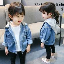 2021 girl denim jacket children's hooded collar blue jacket long-sleeved denim jacket girl 2-12Y new clothes clothes 2024 - buy cheap